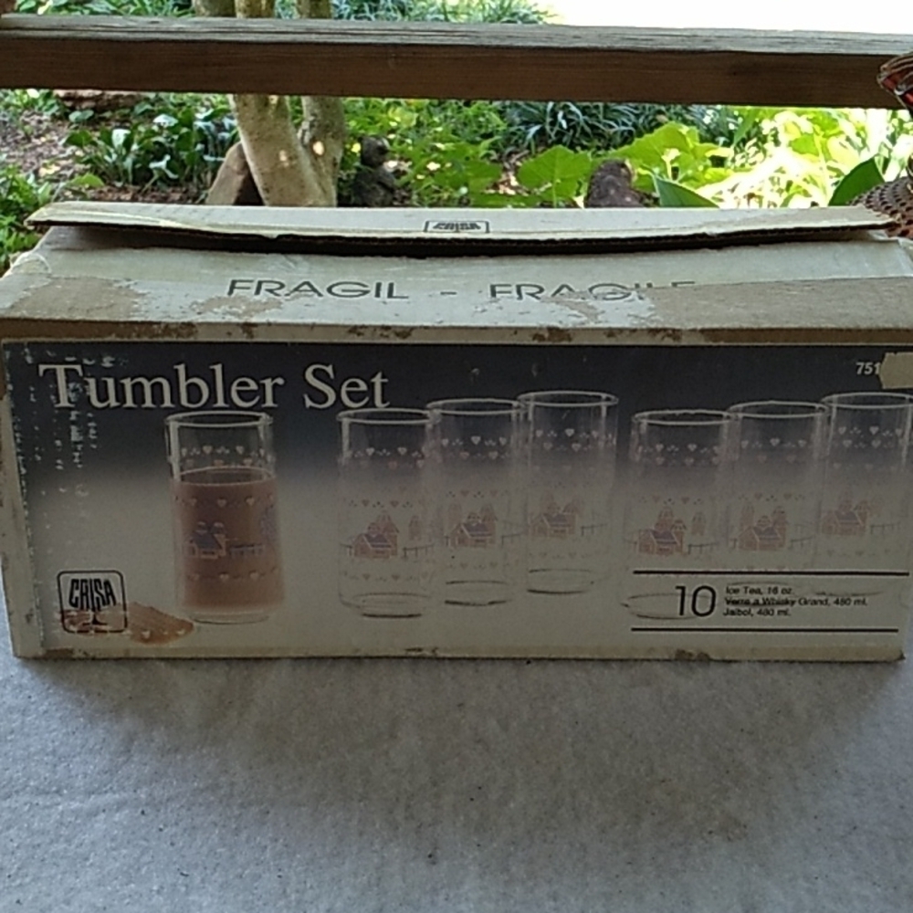 Vintage 1980s Crisa made in Mexico 10 piece tumbler set farmhouse shabby chic